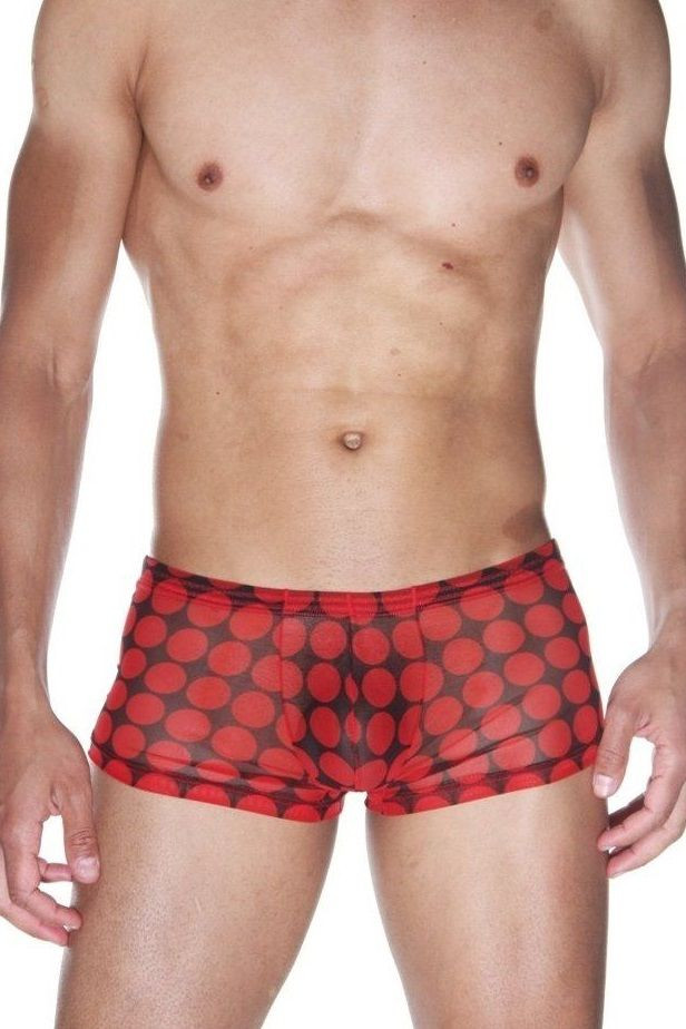 Мужские трусы-боксеры из полупрозрачной ткани в горох 