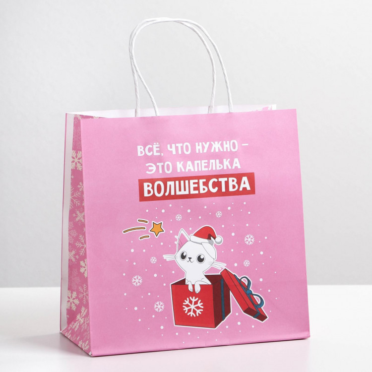 Пакет подарочный новогодний «Капелька волшебства», 22 х 22 х 11 см, Новый год 