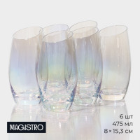 Набор стаканов стеклянных Magistro «Иллюзия», 475 мл, 8×15,3 см, 6 шт, цвет перламутровый