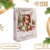 Новый год. Пакет подарочный, ламинированный,  Санта ,31 х 40 х 11,5 см.