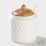Набор из 2 фарфоровых банок с ложками на бамбуковой подставке «Герда»