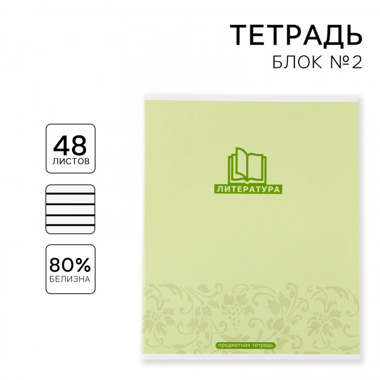 Тетрадь предметная 48 листов, А5, МИНИМАЛИЗМ, со справочными материалами «1 сентября: Литература», обложка мелованный картон 230 гр., внутренний блок в линейку 80 гр., белизна до 80%, блок №2. 