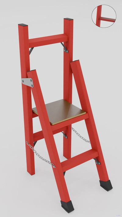 СВД-0,7А с вертикальной опорой диэлектрическая стеклопластиковая стремянка, абразивное покрытие ступеней, h=1650мм, h рабочей площадки=700мм, ступ.2 