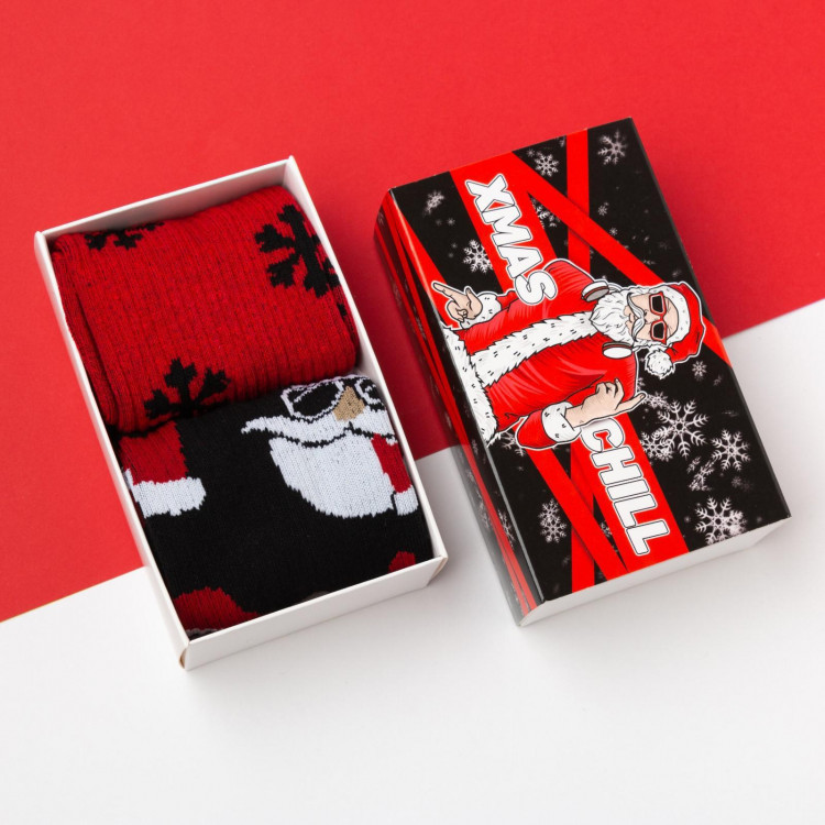 Новый год. Набор новогодних мужских носков  Xmas chill  размер 41-44 