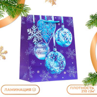 Новый год. Пакет подарочный  Новогодние шары , 18 х 22,3 х 10 см.