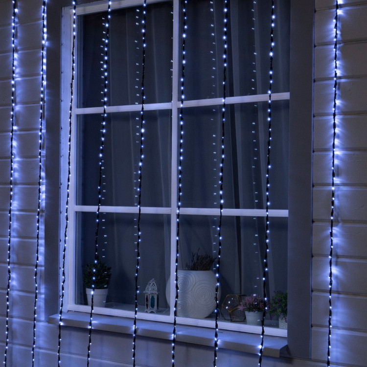 Гирлянда «Водопад» 2 × 3 м, IP44, УМС, тёмная нить, 800 LED, свечение белое, 8 режимов, 220 В 