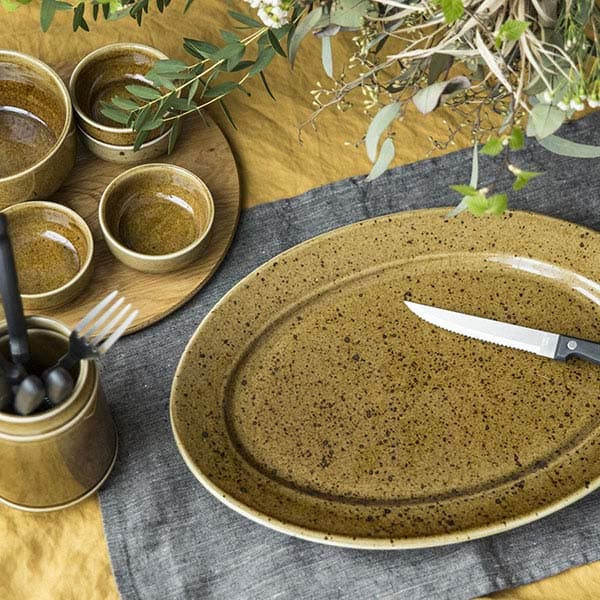 Блюдо «Кантри Стайл» овальное;фарфор;,H=15,L=240,B=169мм;зелен. 