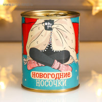 Носки в банке  Новогодние носочки  (женские, микс)