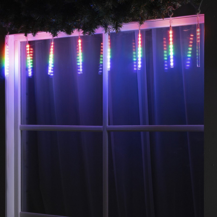 Гирлянда «Сосульки» 2.4 × 0.2 м, IP44, прозрачная нить, 96 LED, свечение мульти с эффектом стекания, 12 В 