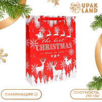 Новый год. Пакет подарочный, ламинированный,  Олени ,31 х 40 х 11,5 см.
