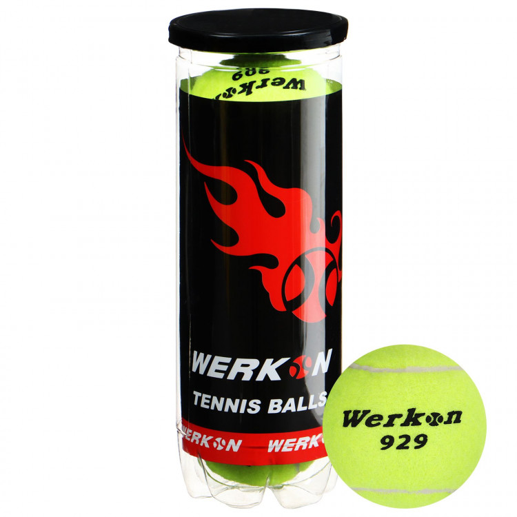 Набор мячей для большого тенниса WERKON 929 в тубе, 3 шт. 