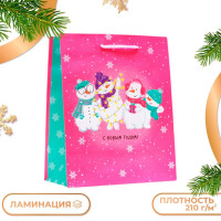 Пакет подарочный  Снеговички ,  18 х 22,3 х 10 см