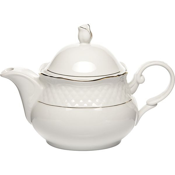 Чайник заварочный «Афродита»;фарфор;1,4л;D=26,5,H=19см;белый,золотой 