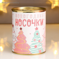 Носки в банке  Новогодние носочки самой милой  (внутри носки женские, цвет белый)