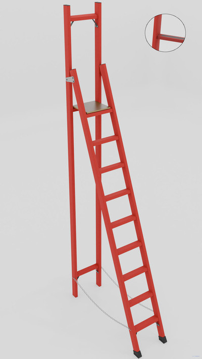 ССВ-3,1АТ стремянка стеклопластиковая с вертикальной опорой, Телеком, абразивное покрытие ступеней, h=3370мм, h рабочей площадки=2200мм, ступ.9 