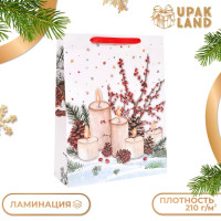 Новый год. Пакет подарочный, ламинированный,  Свечи ,31 х 40 х 11,5 см.