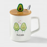 Кружка керамическая с крышкой и ложкой Avocado, 360 мл
