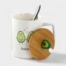 Кружка керамическая с крышкой и ложкой Avocado, 360 мл