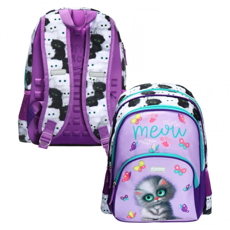 Рюкзак школьный 38 х 27 х 17, эргономичная спинка, deVENTE Attomex Basic, Meow Cat  сирен 7033438 