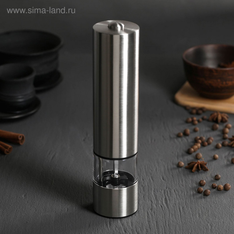 Мельница электрическая, для специй, 22 см, нержавеющая сталь, акрил Мельница электрическая, для специй, 22 см, нержавеющая сталь, акрил