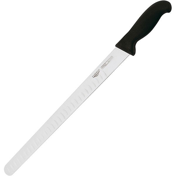 Нож для тонкой нарезки;сталь нерж.,пластик;,L=49/36,B=3см;черный,металлич. 