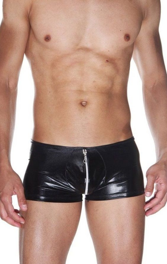 Мужские wet-look трусы-боксеры с застежкой-молнией 