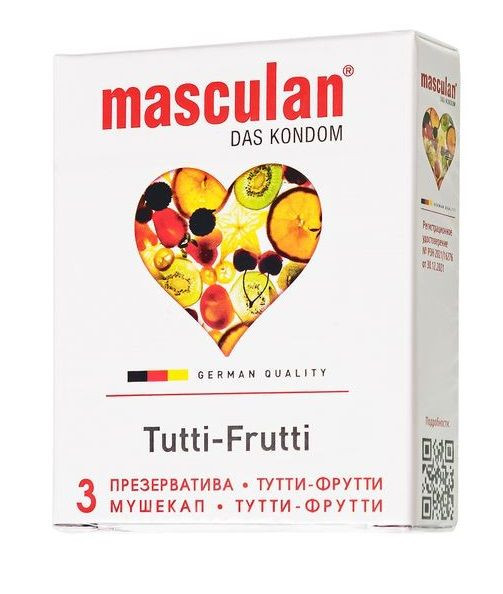 Презервативы Masculan Tutti-Frutti с фруктовым ароматом - 3 шт. 