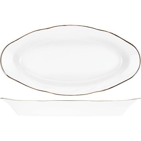 Селедочница «Голубка»;фарфор;,L=25,B=12,5см;белый,золотой 