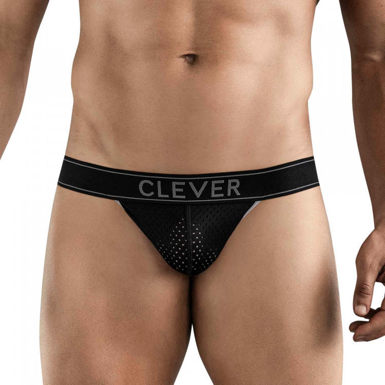 Черные перфорированные трусы-джоки Clever Ambar Jockstrap 