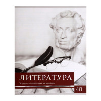 Тетрадь предметная Calligrata  Чёрное-белое , 48 листов в линию Литература, со справочным материалом, обложка мелованная бумага, блок №2, белизна 75% (серые листы)