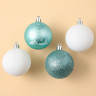 Новогодние шары ёлочные «Тепла и уюта!», на Новый год, пластик, d=6, 4 шт., цвет голубой и белый