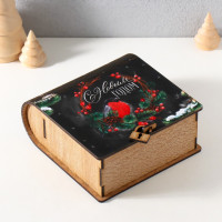 Новогодняя шкатулка-книга  Снегири  14х14х6,5 см