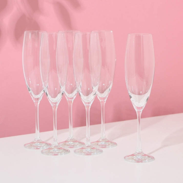 Набор бокалов для шампанского Bohemia Crystal «София», 230 мл, 6 шт 