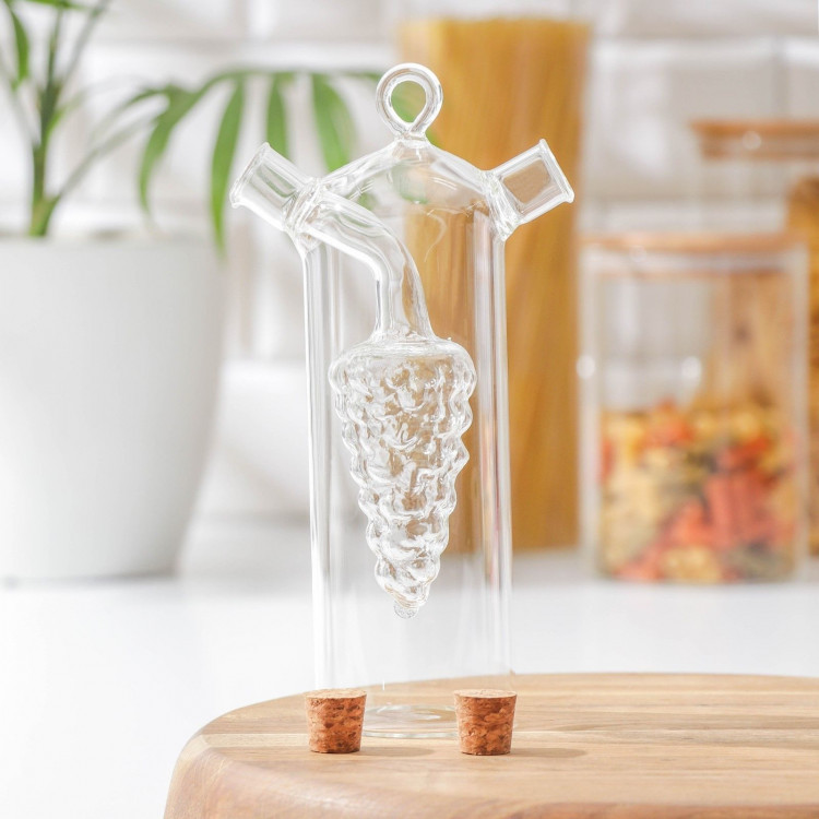 Стеклянная бутылка 2-в-1 для соусов и масел «Виноград» (350 мл.) 