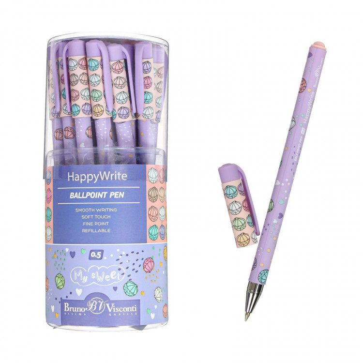 Ручка шариковая HappyWrite  My Sweet.Зефирки , 0,5 мм, синие чернила 
