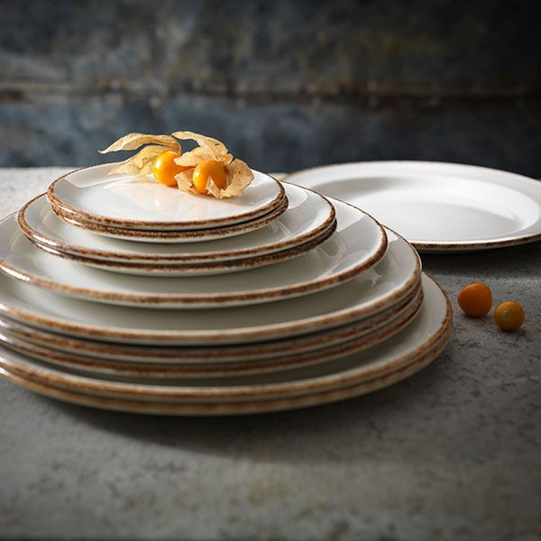 Тарелка «Браун Дэппл» мелкая;фарфор;D=23см;белый,коричнев. 