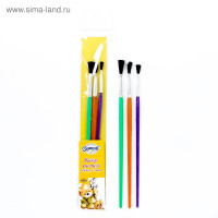 Набор кистей нейлон, 3 штуки, плоские, с пластиковыми, цветными ручками
