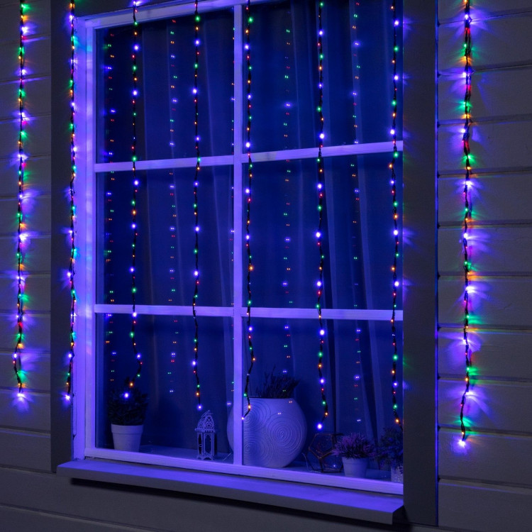 Гирлянда «Водопад» 2 × 1.5 м, IP44, тёмная нить, 400 LED, свечение мульти, 8 режимов, 220 В 