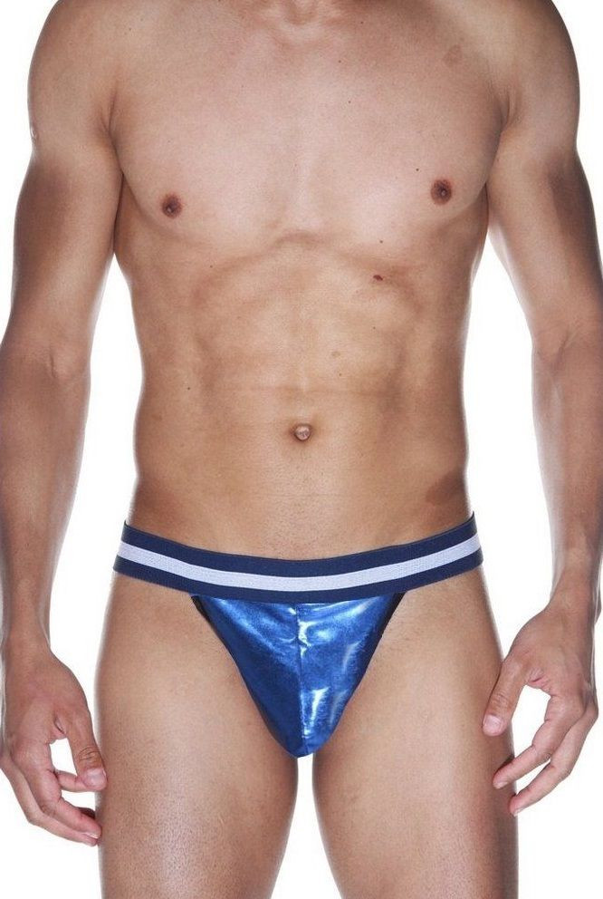 Блестящие трусы-тонги на широкой резинке 