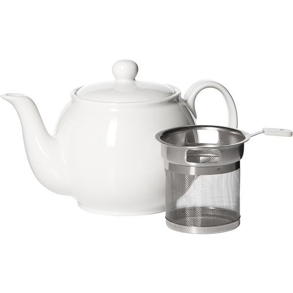 Чайник заварочный с металлическим ситом;фарфор;0,5л;D=80,H=115,B=185мм;белый 