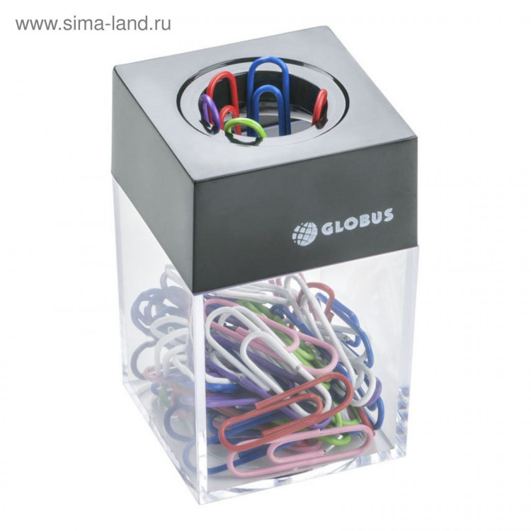 Диспенсер для скрепок GLOBUS, магнитный (скрепки цветные: 50 шт., 28 мм) 