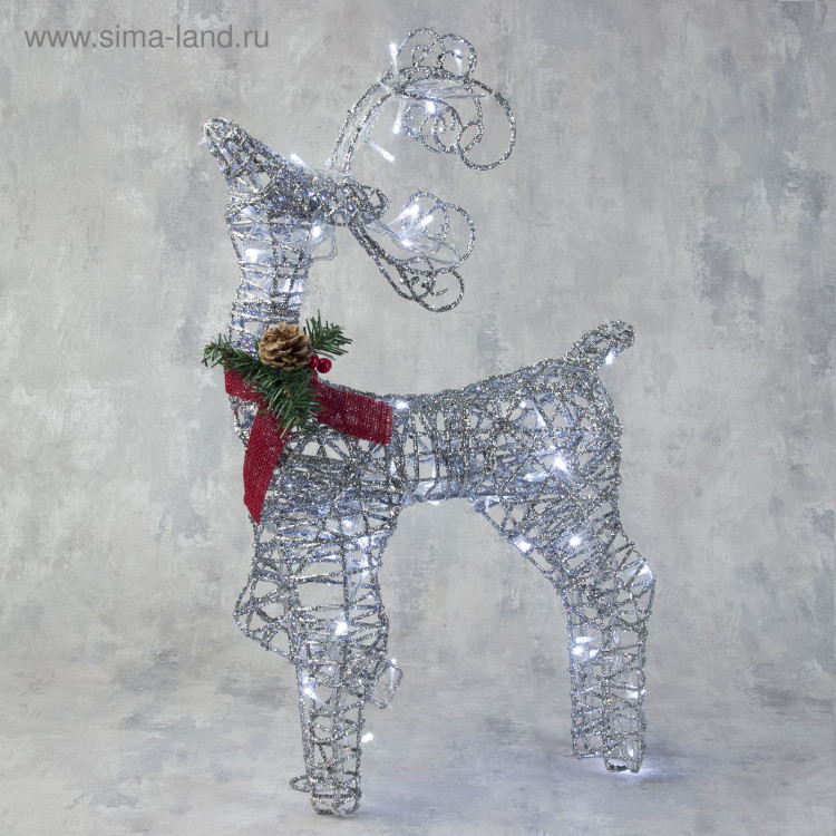 Светодиодная фигура «Олень», 30 × 60 × 12 см, металл, 220 В, свечение белое 