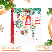Новый год. Пакет подарочный  Новогодняя гирляда подарков , 18 х 22,3 х 10 см.