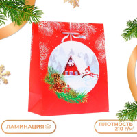 Новый год. Пакет подарочный  Новгодний шар , 18 х 22,3 х 10 см.