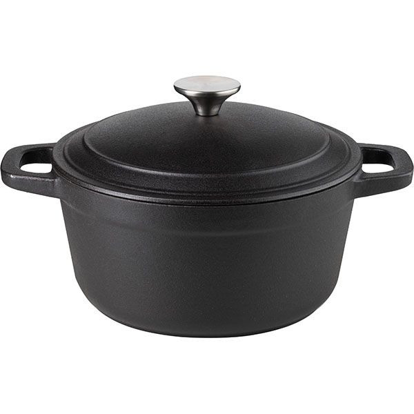 Кастрюля для запекания с матовым покрытием;чугун;2,6л;D=20,H=16см;черный 