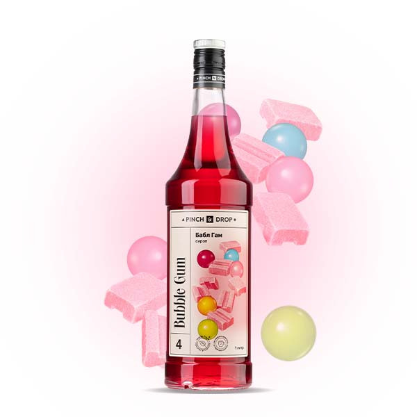 Сироп «Баббл Гам» Pinch&amp;Drop;стекло;1л;D=85,H=330мм;красный 