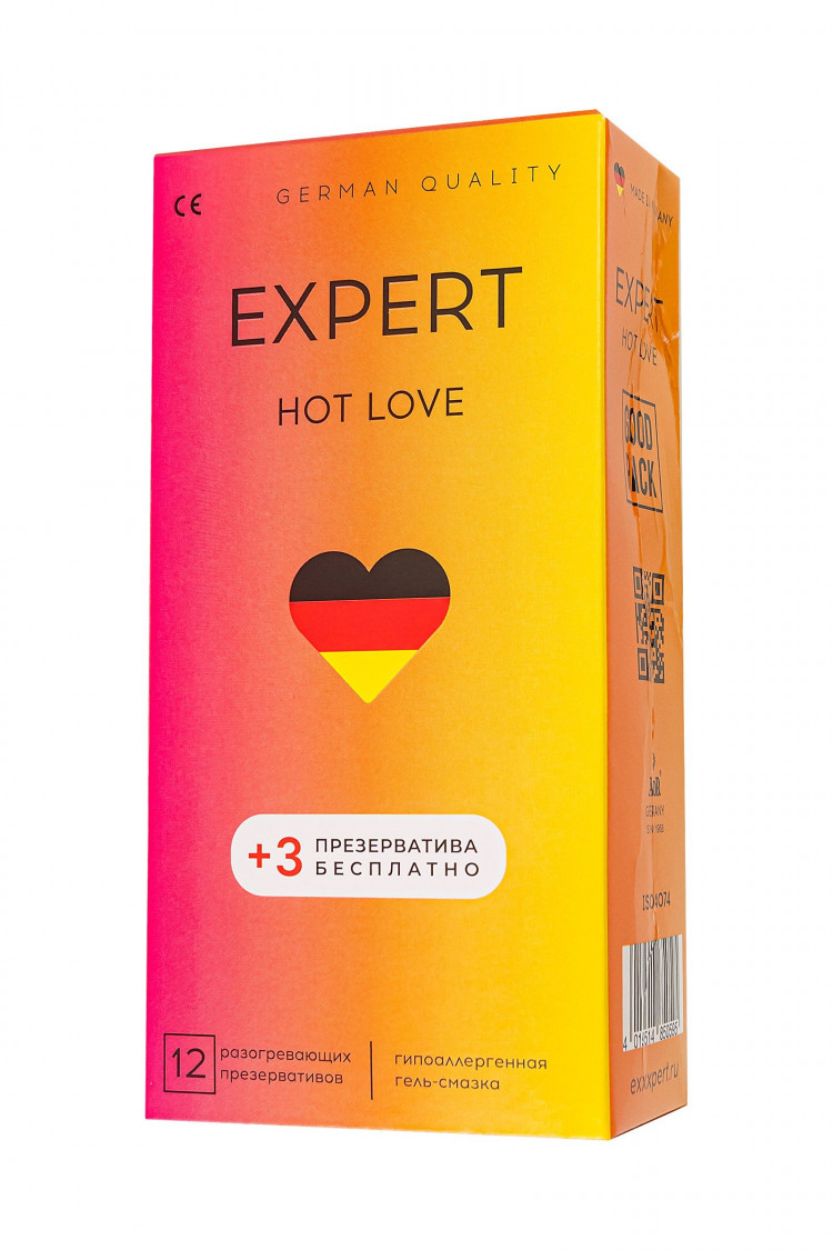 Презервативы EXPERT Hot Love с разогревающим эффектом - 12 шт.(+3 в подарок) 