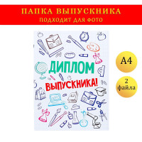 Папка с двумя файлами А4  Диплом выпускника  кляксы и канцелярия