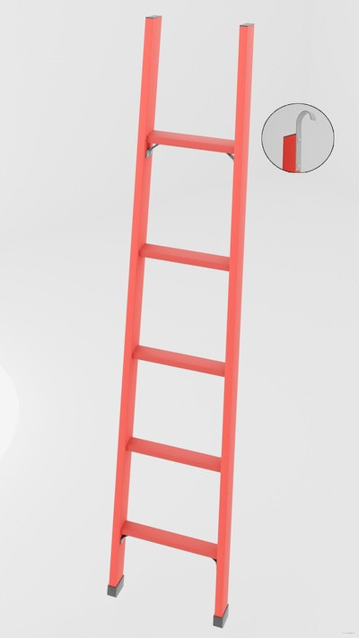ЛСПД-1,5ТК односекционная диэлектрическая стеклопластиковая лестница Телеком, крюки h=1400мм, ступ.5 