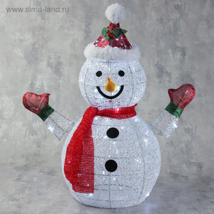 Светодиодная фигура «Снеговик» 60 × 65 × 35 см, металл, 220 В, свечение белое 